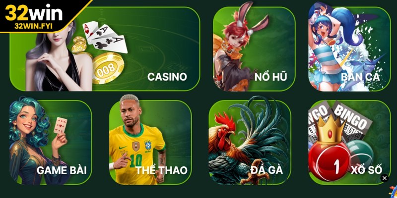 Kho game tại hệ thống 32win phong phú, đa dạng
