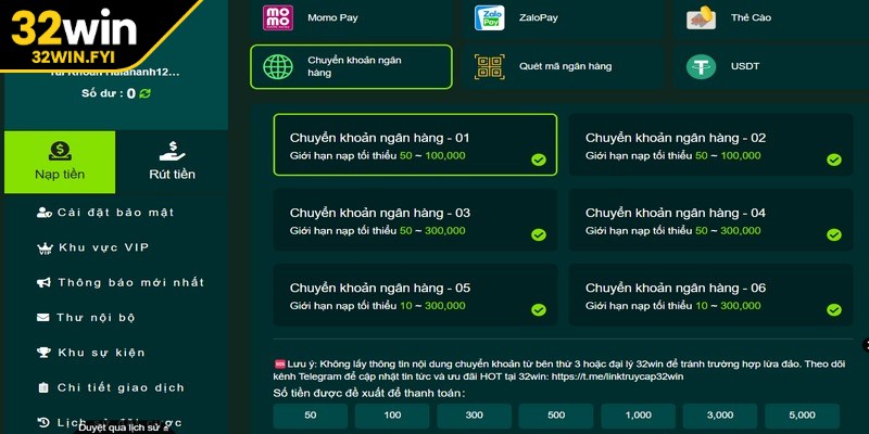 Nạp tiền qua ngân hàng là hình thức phổ biến, tốc độ hiện nay