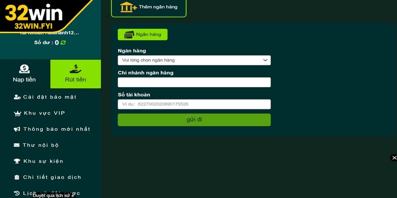 Rút tiền 32win rất đơn giản, nhanh chóng, tốc độ cho người chơi